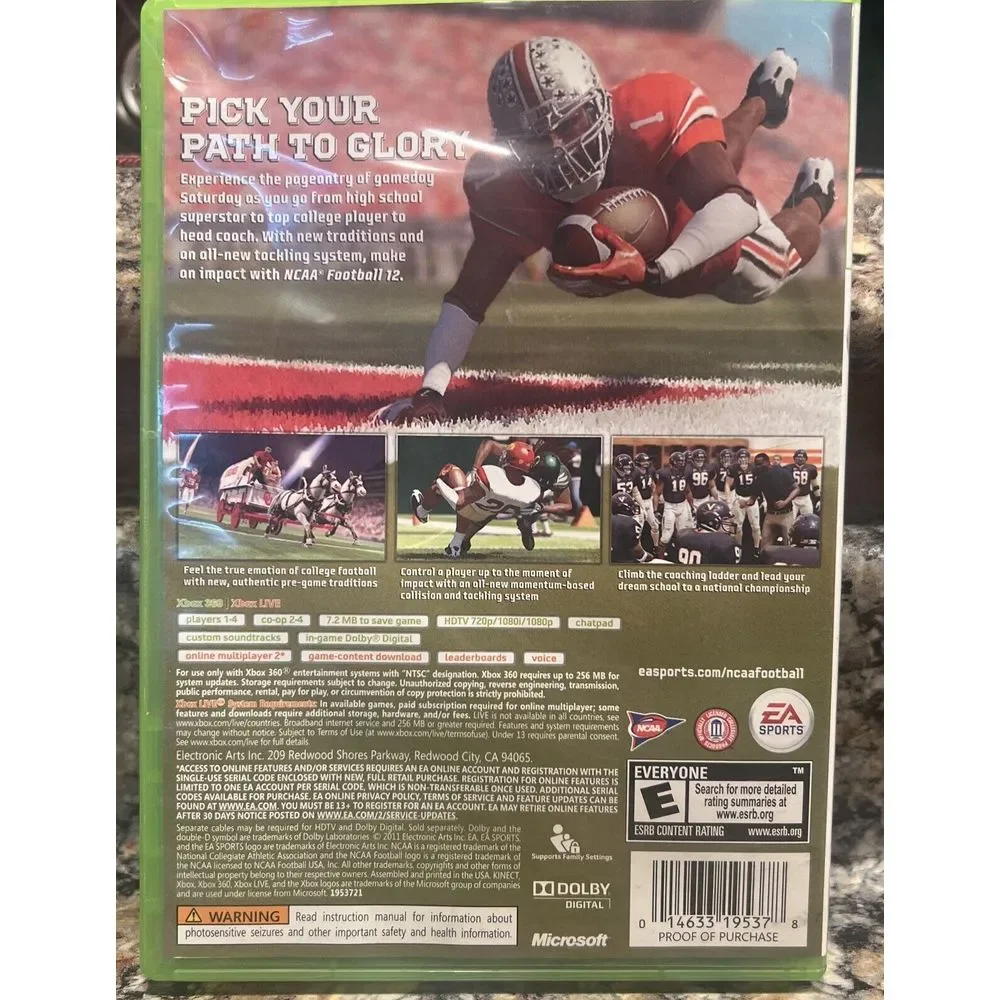 EA Sports NCAA Football 12‎ (for Xbox360, from 2011) USED but TESTED and WORKING